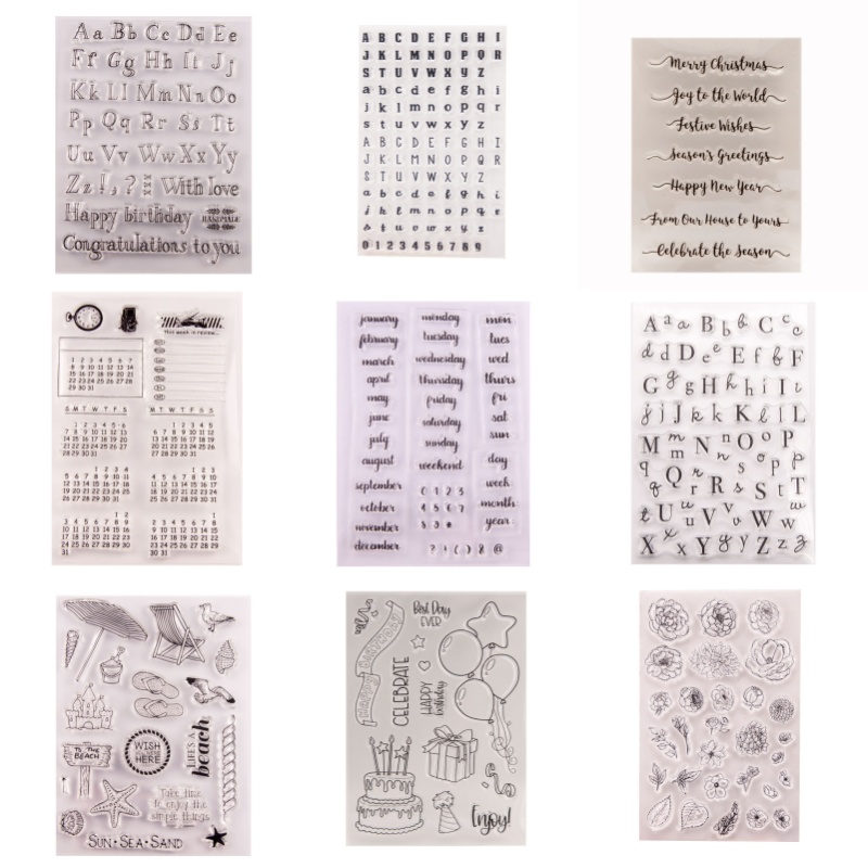 Rubber Date Stamp - Carimbos de Borracha Transparentes com Símbolos