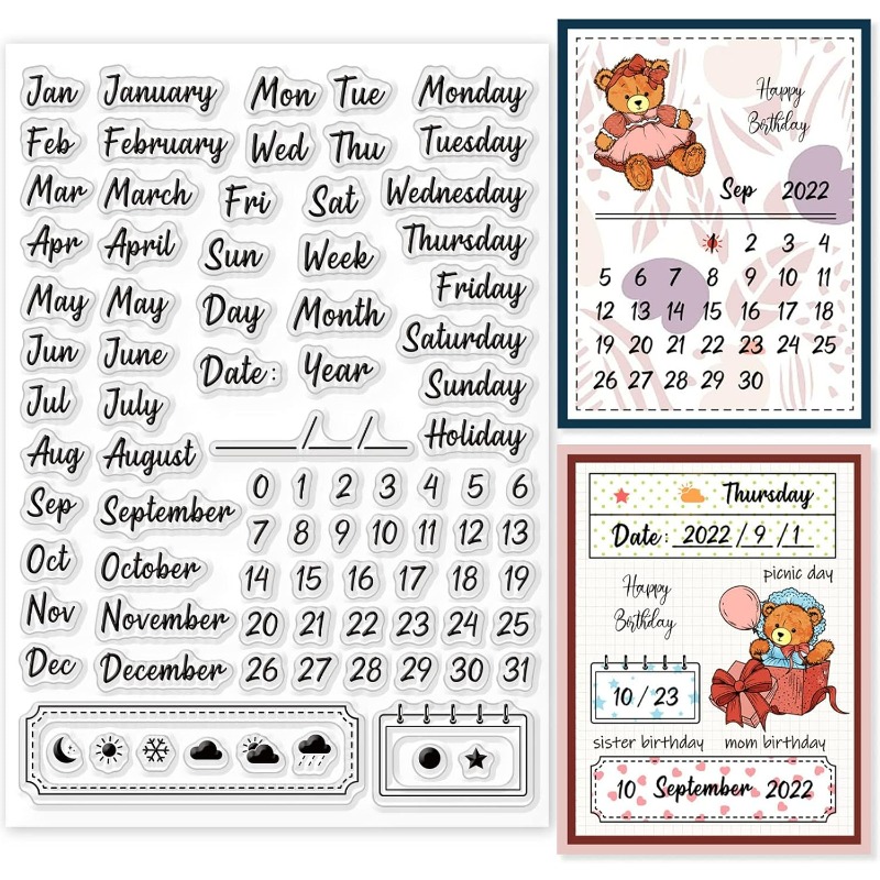 Rubber Date Stamp - 1pc 8.3x5.8in calendário selos claros sinais